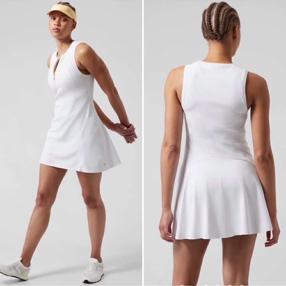 NWT ATHLETA Ace Tennis Dress in White Flare Short Pockets Athletic Size 3X /1X